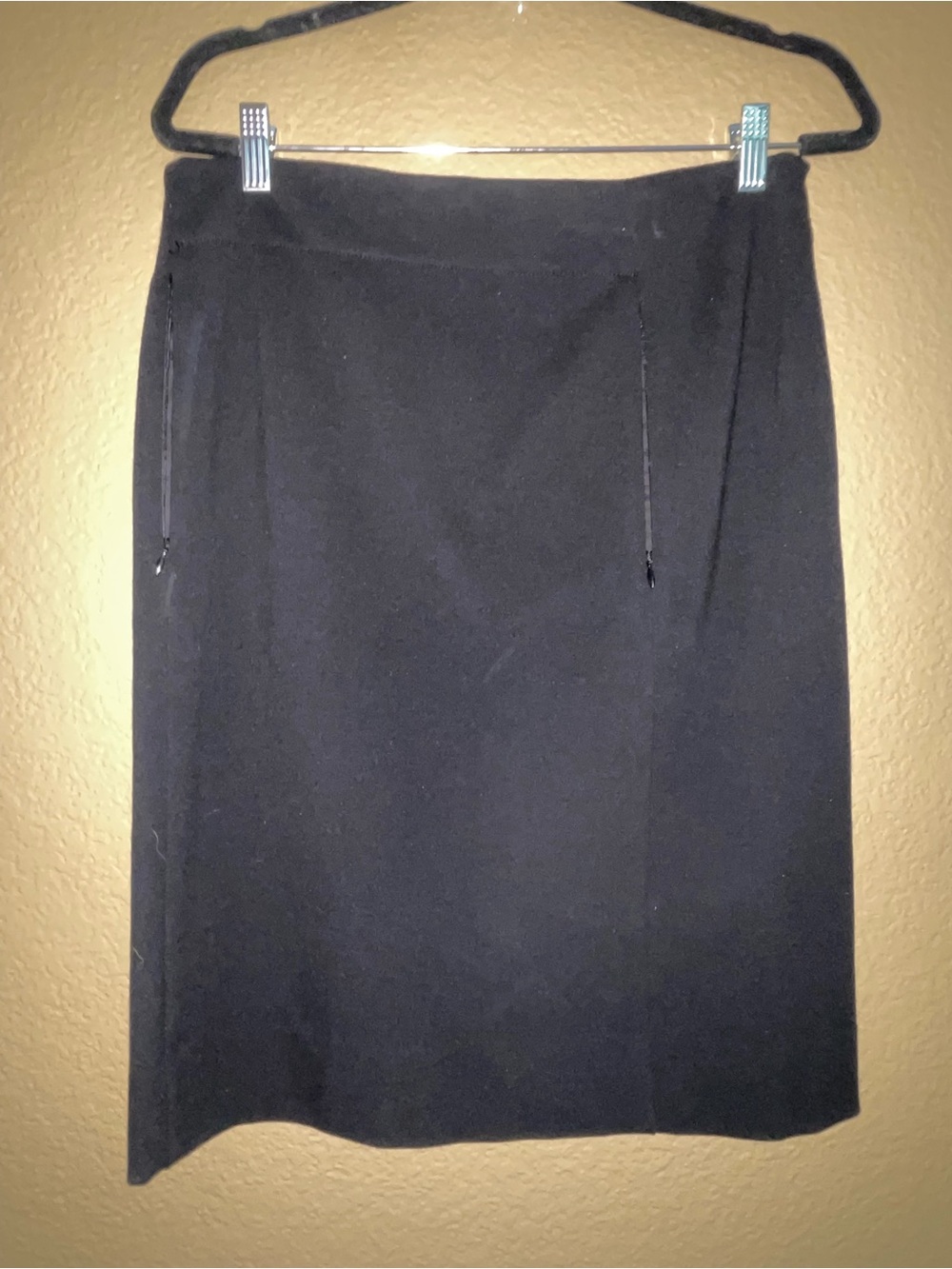 Diane Von Furstenberg Black Tailored Pencil Skirt with offset zippers